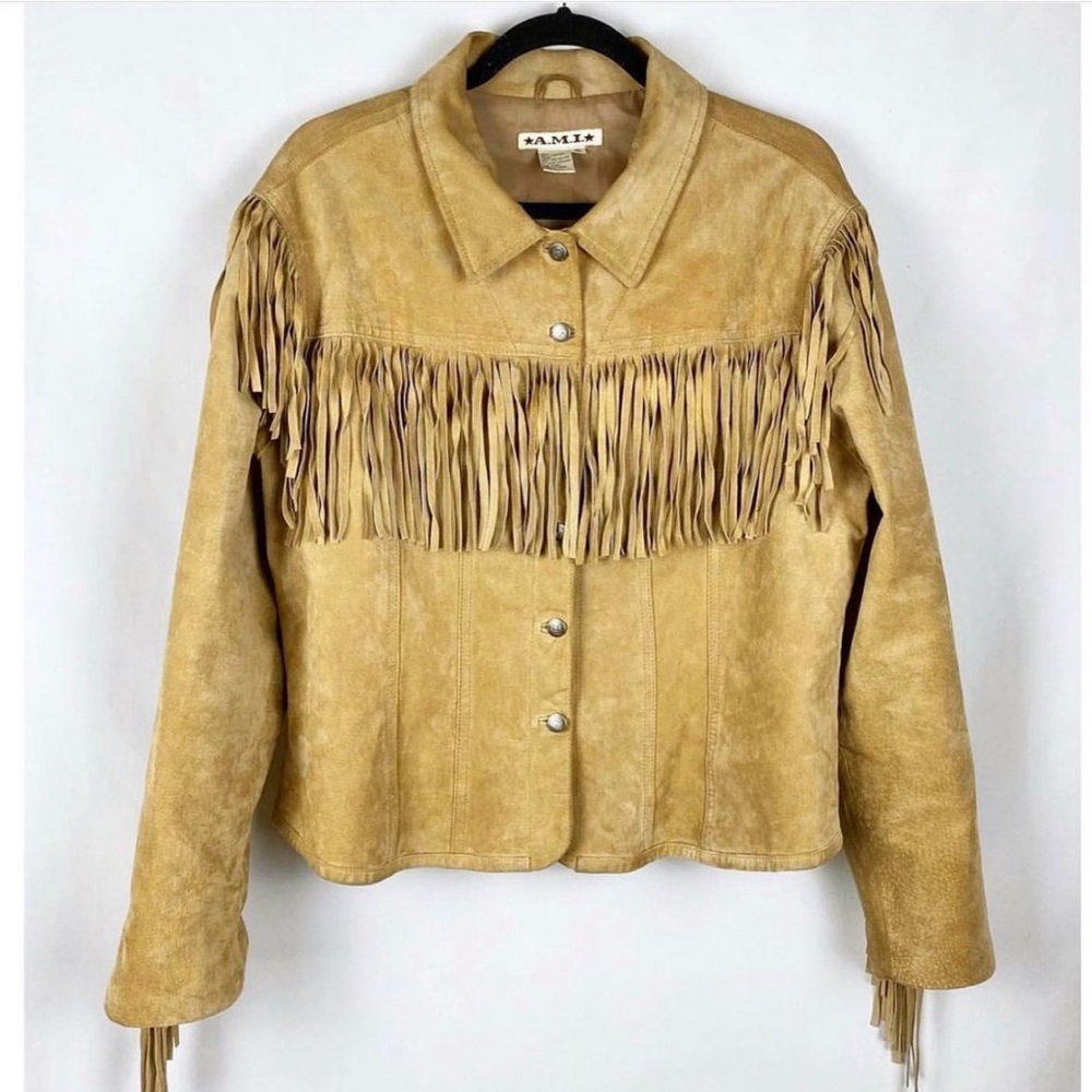 Vintage A.M.I Leather Jacket with Fringe
